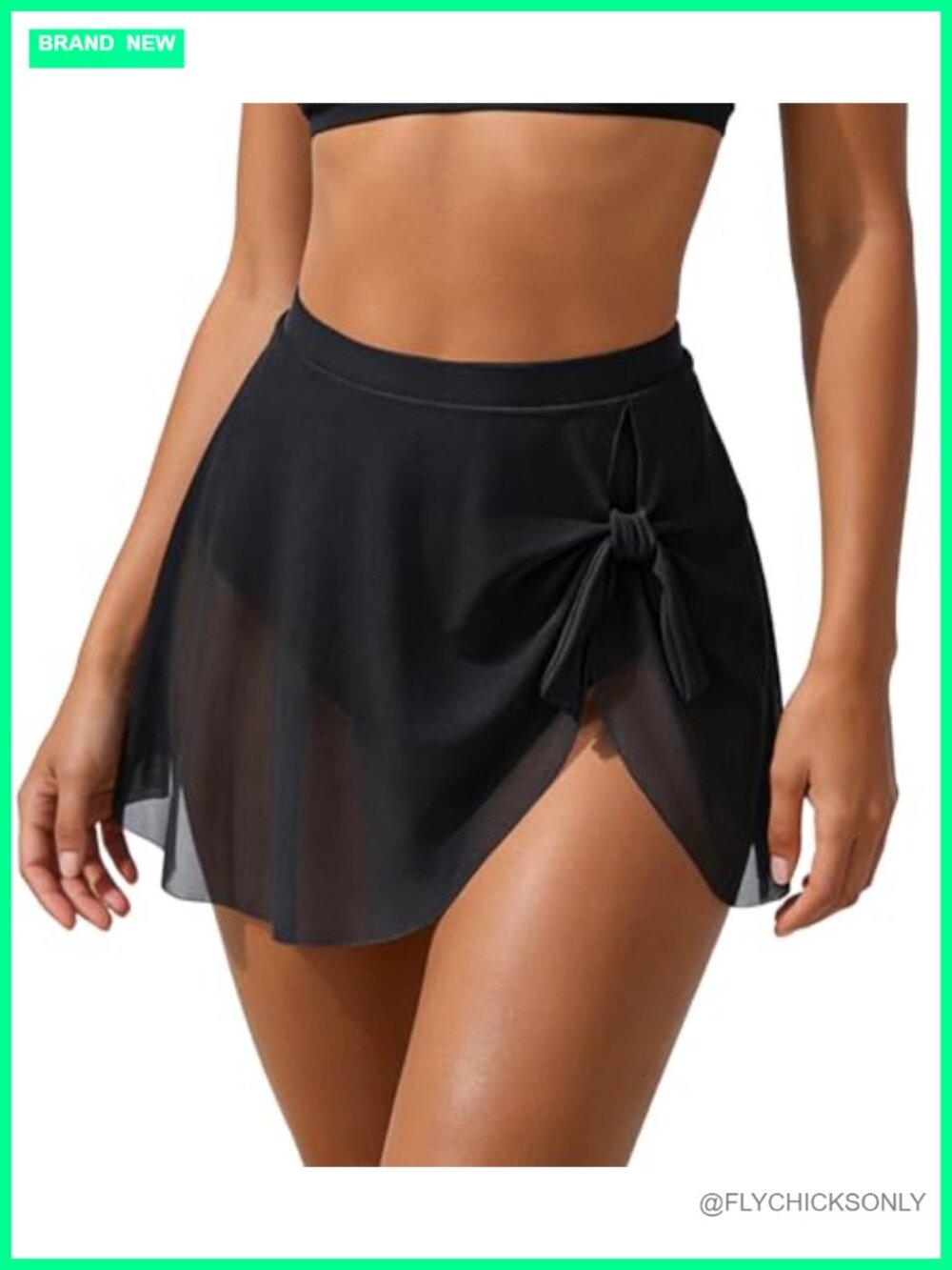 Women's High Waisted Swim Skirt Bottom Tie Knot Mesh Bathing Suit